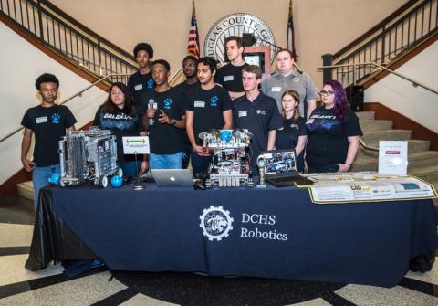 Members of the Douglas County High School Robotics Club showcased the potential of STEM education during an assembly at the Douglas County Courthouse 