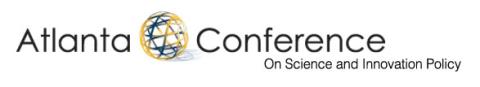 Logo with globe for Atlanta Conference on Science and Innovation Policy