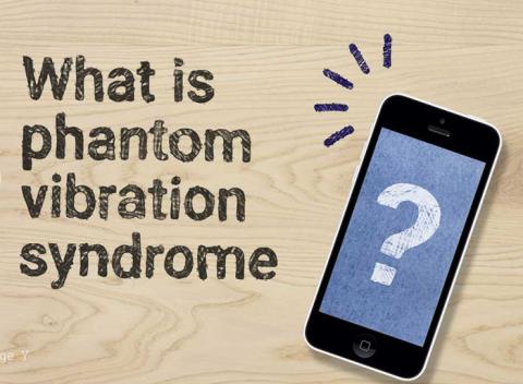 Illustration of smart phone with a buzzing smart phone with question mark on the screen