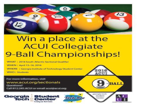 Tech Rec presents: 2016 South Atlantic Sectional Recreation 9-Ball Tournament