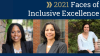 headshots of Randolph, Singh, and Ruiz León on a navy blue graphic with gold text