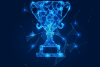 Data points arranged into an award cup.