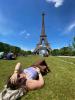 Georgia Tech-Lorraine summer student, Jessica Pepe, relaxing by the Eiffel Tower.