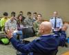 Gen. John W. Raymond speaking to students