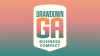 Drawdown Georgia logo with "business compact" underneath. Logo is set against a peach-to-green gradient background.